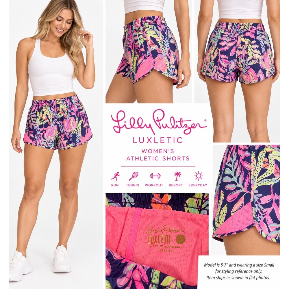 Lilly Pulitzer Luxletic Tropical Print Athletic Shorts – Women's S – NWT